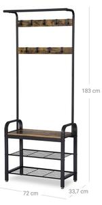 Stojanový věšák NAVOR 72x183x34 cm hnědá/černá