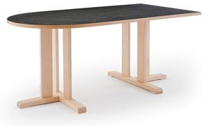AJ Produkty Stůl KUPOL, 1800x800x720 mm, půlovál, akustické linoleum, bříza/tmavě šedá