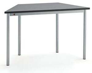 AJ Produkty Stůl SONITUS TRAPETS, 1200x600x720 mm, stříbrné nohy, deska s linoleem, tmavě šedá