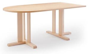 AJ Produkty Stůl KUPOL, 1800x800x720 mm, půlovál, akustické linoleum, bříza/béžová