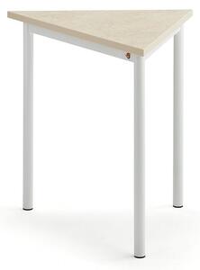 AJ Produkty Stůl SONITUS TRIANGEL, 800x700x720 mm, bílé nohy, deska s linoleem, béžová