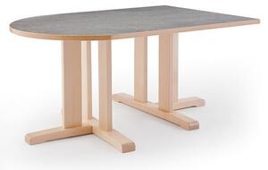 AJ Produkty Stůl KUPOL, 1400x800x600 mm, půlovál, akustické linoleum, bříza/šedá