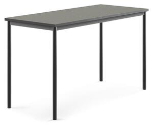 AJ Produkty Stůl SONITUS, 1600x700x900 mm, antracitově šedé nohy, deska s linoleem, tmavě šedá