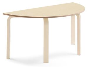 AJ Produkty Stůl ELTON, půlkruh, 1200x600x590 mm, bříza, akustické linoleum, béžová