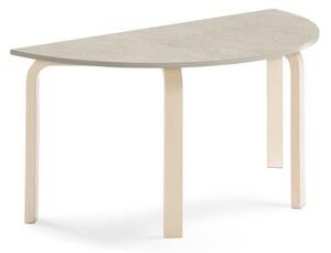 AJ Produkty Stůl ELTON, půlkruh, 1200x600x590 mm, bříza, akustické linoleum, šedá