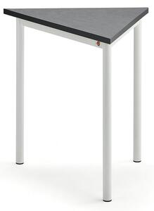 AJ Produkty Stůl SONITUS TRIANGEL, 800x700x720 mm, bílé nohy, deska s linoleem, tmavě šedá