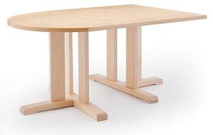 AJ Produkty Stůl KUPOL, 1400x800x600 mm, půlovál, akustické linoleum, bříza/béžová