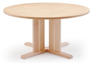 AJ Produkty Stůl KUPOL, Ø1200x720 mm, akustické linoleum, bříza/béžová