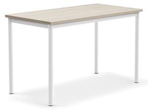 AJ Produkty Stůl SONITUS PLUS, 1200x600x720 mm, bílé nohy, HPL deska tlumící hluk, jasan