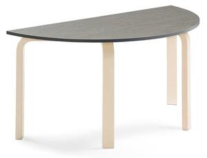 AJ Produkty Stůl ELTON, půlkruh, 1200x600x590 mm, bříza, akustické linoleum, tmavě šedá