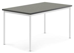 AJ Produkty Stůl SONITUS, 1400x800x720 mm, bílé nohy, deska s linoleem, tmavě šedá