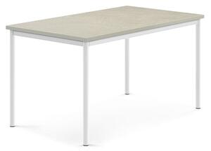 AJ Produkty Stůl SONITUS, 1400x800x720 mm, bílé nohy, deska s linoleem, šedá