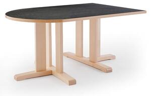 AJ Produkty Stůl KUPOL, 1400x800x600 mm, půlovál, akustické linoleum, bříza/tmavě šedá