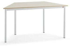 AJ Produkty Stůl BORÅS TRAPETS, 1200x600x720 mm, bílé nohy, HPL deska, bříza