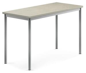 AJ Produkty Stůl SONITUS, 1200x600x760 mm, stříbrné nohy, deska s linoleem, šedá