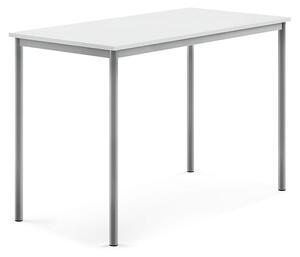 AJ Produkty Stůl BORÅS, 1400x700x900 mm, stříbrné nohy, HPL deska, bílá