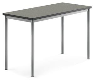 AJ Produkty Stůl SONITUS, 1200x600x760 mm, stříbrné nohy, deska s linoleem, tmavě šedá