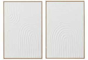 Set dvou bílých abstraktních obrazů J-line Dully 90 x 60 cm
