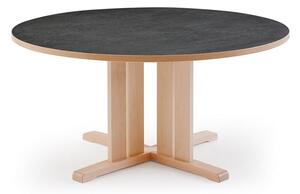 AJ Produkty Stůl KUPOL, Ø1300x720 mm, akustické linoleum, bříza/tmavě šedá