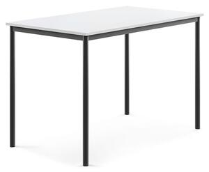 AJ Produkty Stůl SONITUS, 1400x800x900 mm, antracitově šedé nohy, HPL deska tlumící hluk, bílá