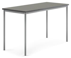 AJ Produkty Stůl SONITUS, 1600x700x900 mm, stříbrné nohy, deska s linoleem, tmavě šedá