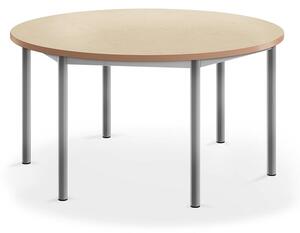 AJ Produkty Stůl SONITUS, Ø1200x600 mm, stříbrné nohy, deska s linoleem, béžová