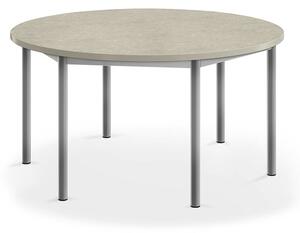 AJ Produkty Stůl SONITUS, Ø1200x600 mm, stříbrné nohy, deska s linoleem, šedá