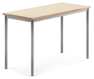 AJ Produkty Stůl SONITUS, 1200x600x760 mm, stříbrné nohy, deska s linoleem, béžová
