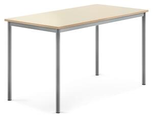 AJ Produkty Stůl SONITUS, 1400x700x760 mm , stříbrné nohy, HPL deska tlumící hluk, bříza