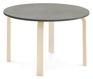 AJ Produkty Stůl ELTON, Ø 900x530 mm, bříza, akustické linoleum, tmavě šedá