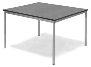 AJ Produkty Stůl SONITUS, 1200x1200x720 mm, stříbrné nohy, deska s linoleem, tmavě šedá