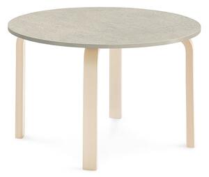 AJ Produkty Stůl ELTON, Ø 900x530 mm, bříza, akustické linoleum, šedá