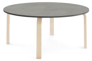AJ Produkty Stůl ELTON, Ø 1200x530 mm, bříza, akustické linoleum, tmavě šedá