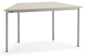 AJ Produkty Stůl SONITUS TRAPETS, 1200x600x720 mm, stříbrné nohy, HPL deska tlumící hluk, bříza