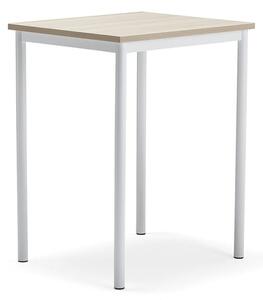 AJ Produkty Stůl SONITUS PLUS, 700x600x900 mm, bílé nohy, HPL deska tlumící hluk, jasan