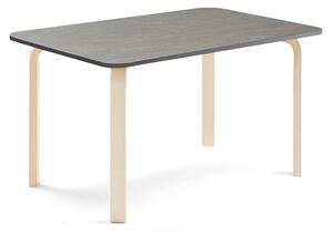 AJ Produkty Stůl ELTON, 1200x800x640 mm, bříza, akustické linoleum, tmavě šedá
