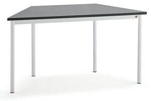 AJ Produkty Stůl SONITUS TRAPETS, 1400x700x720 mm, bílé nohy, deska s linoleem, tmavě šedá