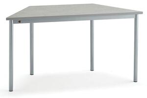 AJ Produkty Stůl SONITUS TRAPETS, 1400x700x720 mm, stříbrné nohy, deska s linoleem, šedá