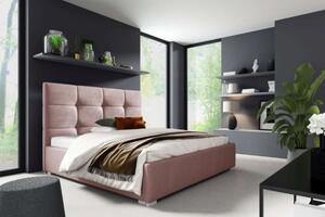 Čalouněná postel s matrací Harry 140x200 růžová Kovový rám