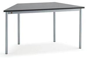 AJ Produkty Stůl SONITUS TRAPETS, 1400x700x720 mm, stříbrné nohy, deska s linoleem, tmavě šedá