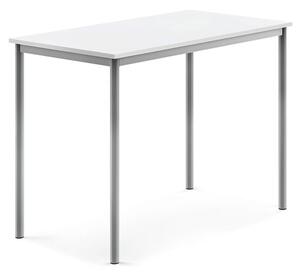 AJ Produkty Stůl SONITUS, 1200x700x900 mm, stříbrné nohy, HPL deska tlumící hluk, bílá