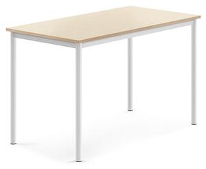 AJ Produkty Stůl SONITUS, 1200x700x760 mm, bílé nohy, HPL deska tlumící hluk bříza