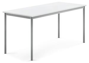 AJ Produkty Stůl SONITUS, 1600x700x720 mm, stříbrné nohy, HPL deska tlumící hluk, bílá