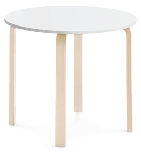 AJ Produkty Stůl ELTON, Ø 900x710 mm, bříza, akustická HPL deska, bílá