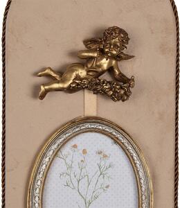 Béžovo zlatý fotorámeček Melvil s andělíčkem a střapcem – 10x15 cm