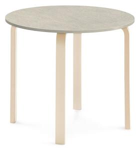 AJ Produkty Stůl ELTON, Ø 900x710 mm, bříza, akustické linoleum, šedá