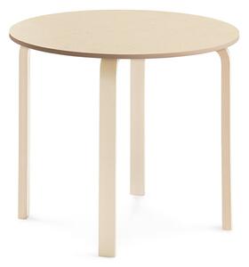 AJ Produkty Stůl ELTON, Ø 900x710 mm, bříza, akustické linoleum, béžová