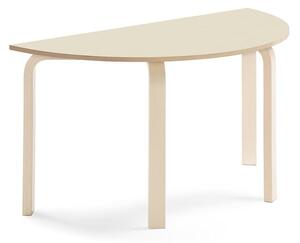AJ Produkty Stůl ELTON, půlkruh, 1200x600x640 mm, bříza, akustická HPL deska, bříza