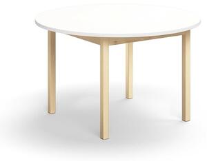 AJ Produkty Stůl DECIBEL, Ø1200x720 mm, akustická HPL deska, bříza/bílá