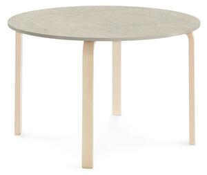 AJ Produkty Stůl ELTON, Ø 1200x710 mm, bříza, akustické linoleum, šedá